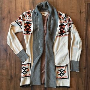 Aztec Open Front Cardigan